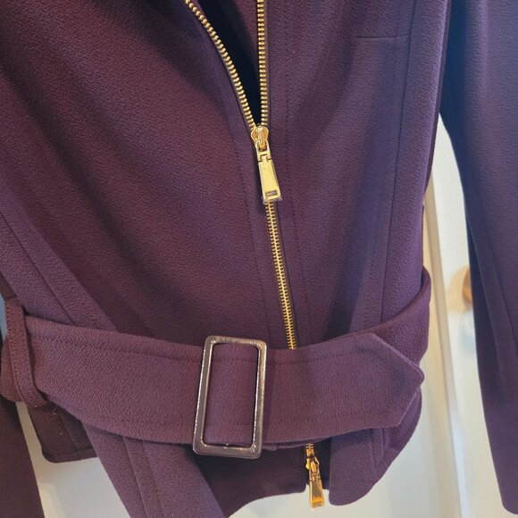 WORTH NEW YORK - Burgundy zippered belted blazer - Size 10 - Picture 3 of 8